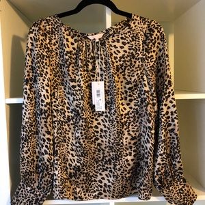 NWT Rebecca Taylor Silk Lynx Blouse